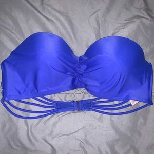 Blue strapless bikini top